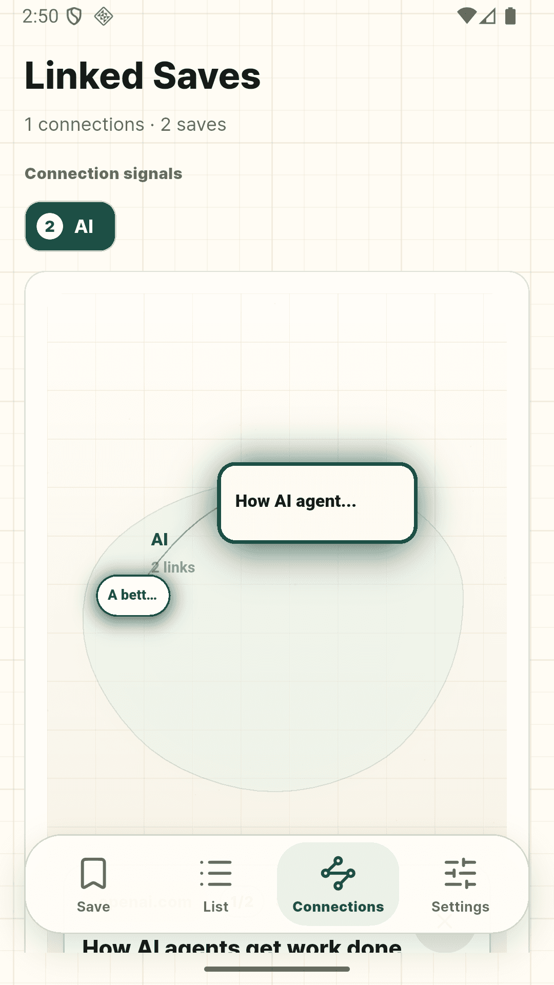 Nora Android connections screen